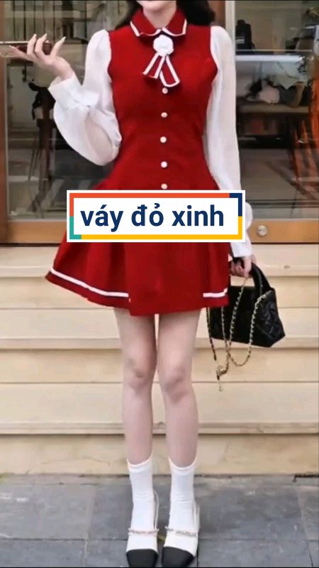 Váy đỏ xinh xắn #vaynu #vayxinh #videohangThoiTrang #LuotVuiMuaLien #ShopeeVideo