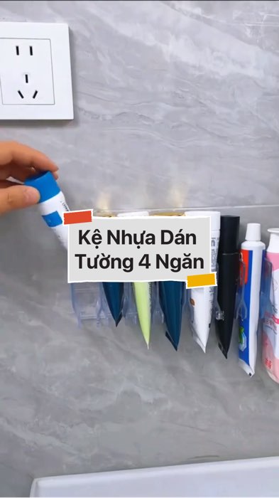 Kệ Nhựa Dán Tường 4 Ngăn #VideoHangGiaDung#shopeestyle#ShopeeVideo#ShopeeCreator #LuotVuiMuaLien #diumi138