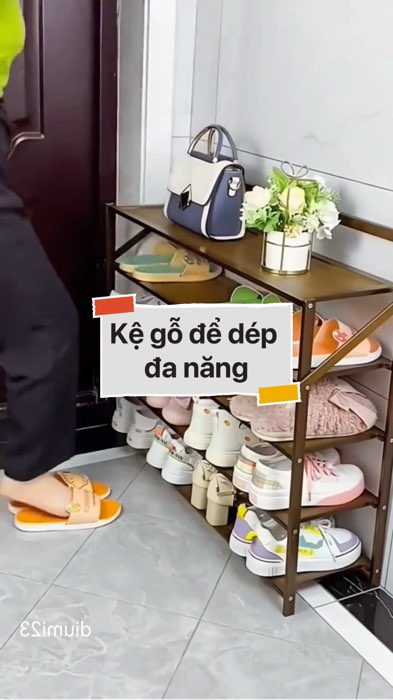Kệ gỗ để dép đa năng #VideoHangGiaDung#shopeestyle#ShopeeVideo#ShopeeCreator #LuotVuiMuaLien #diumi190