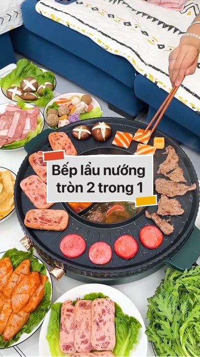 Bếp lẩu nướng tròn 2 trong 1