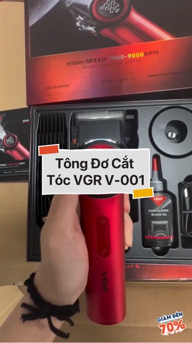 Mua qua video giá rẻ hơn.  ￼VGR V-001 Tông Đơ Cắt Tóc Chuyên Nghiệp Không Dây 9000RPM, Lưỡi Thép Carbon, Màn Hình LED, Tông Đơ Barber #diumi260