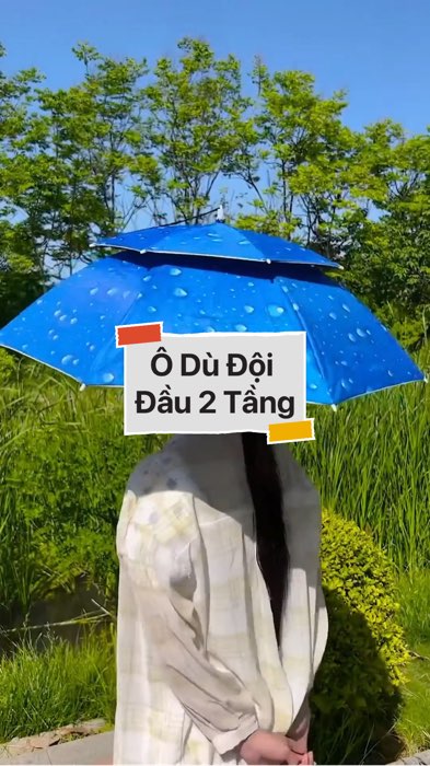 Ô Dù Đội Đầu 2 Tầng Che Nắng Che Mưa – Dành Cho Câu Cá, Làm Vườn, Du Lịch Ngoài Trời – Nhẹ, Gấp Gọn, Có Dây Đeo Cố Định #diumi99