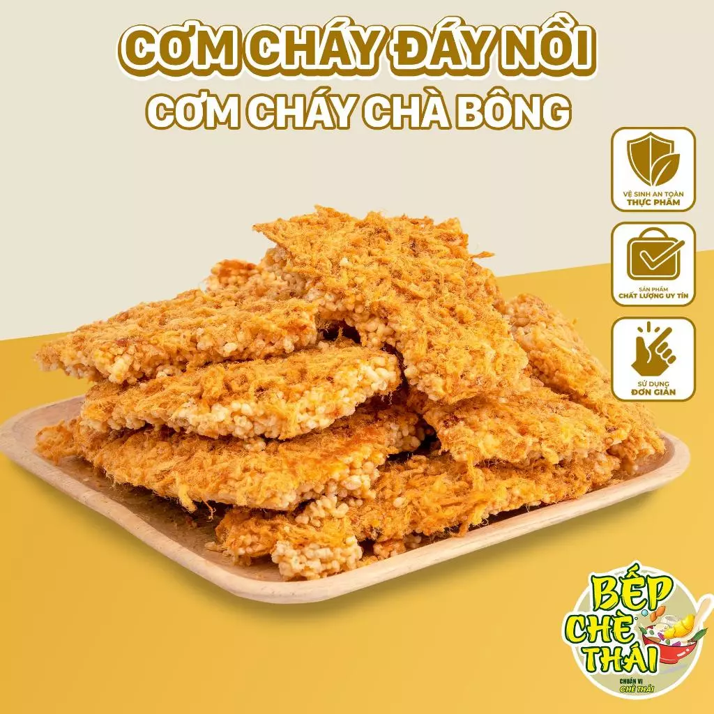 Cơm cháy siêu chà bông - cơm cháy đáy nồi - túi 200gr / 500gr - đồ ăn vặt - bếp chè thái Snack Food đang được đối chiếu cho người mua tại Việt Nam