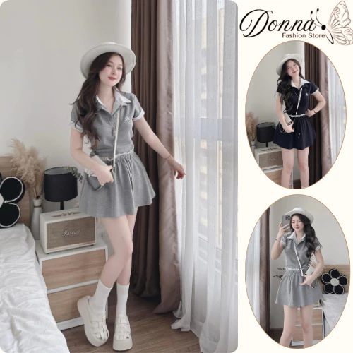 Set Đồ Nữ Áo Polo Phối Chân Váy Xòe Ngắn – Outfit Thể Thao Ulzzang Năng Động Trẻ Trung DONNA HCOM25618