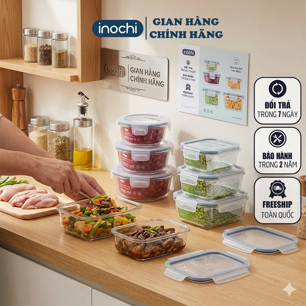 Ảnh sản phẩm do Shopee hiển thị, kiểm tra ngày 8/8/26 Hộp Thuỷ Tinh -Đựng Thực Phẩm Nikko INOCHI Đựng Đồ Ăn, Thức Ăn Trong Ngăn Đá Tủ Lạnh Chịu nhiệ 400°C đang được đối chiếu cho người mua tại Việt Nam