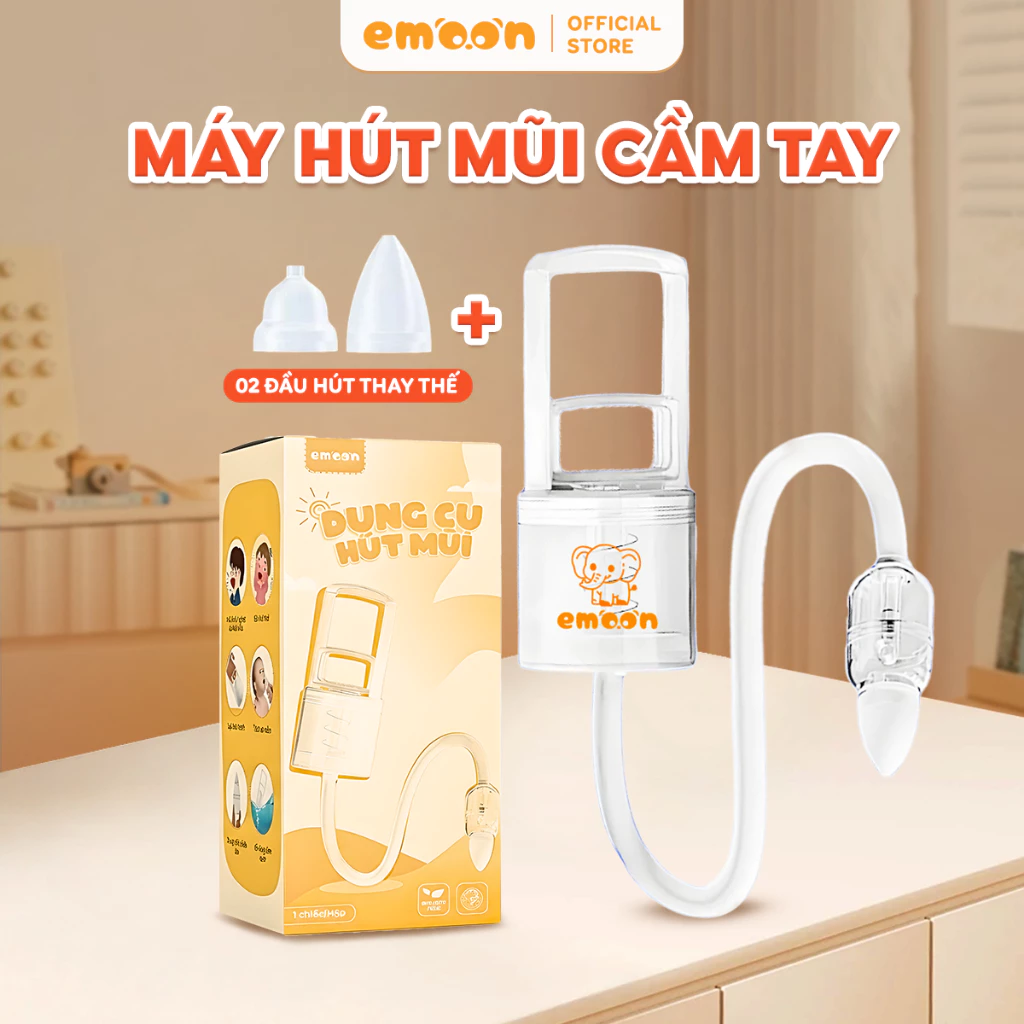 Dụng cụ hút mũi cho bé Emoon, đầu hút silicone mềm mại an toàn, lực hút mạnh, chống chảy ngược, không tạo tiếng ồn đang được đối chiếu cho người mua tại Việt Nam