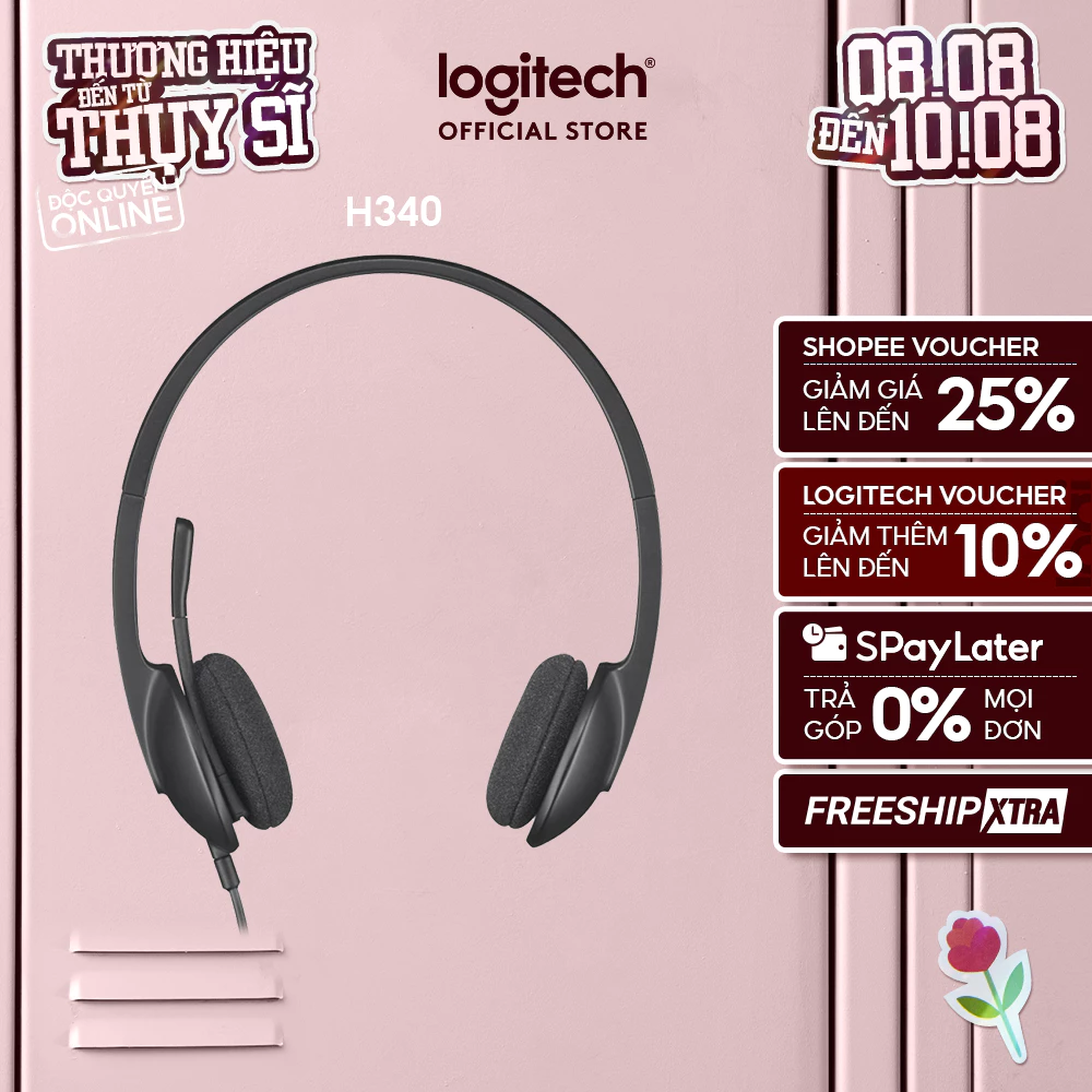 Tai nghe có dây Logitech H340 – Mic giảm ồn, kết nối USB-A