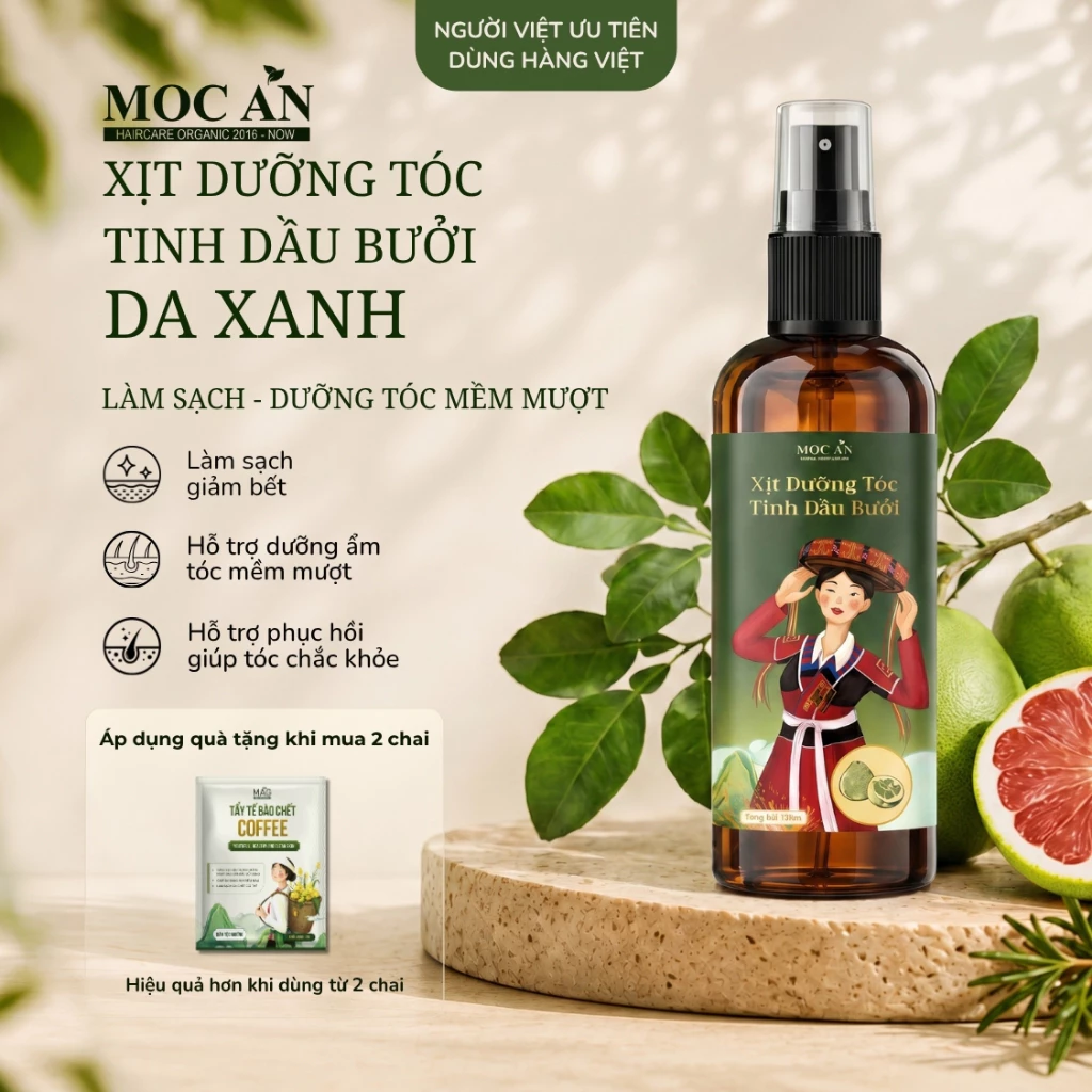 Xịt Dưỡng Tóc Tinh Dầu Bưởi Da Xanh Mộc Ân Haircare 120ml - Hỗ Trợ Giảm Rụng & Chăm Sóc Tóc đang được đối chiếu cho người mua tại Việt Nam