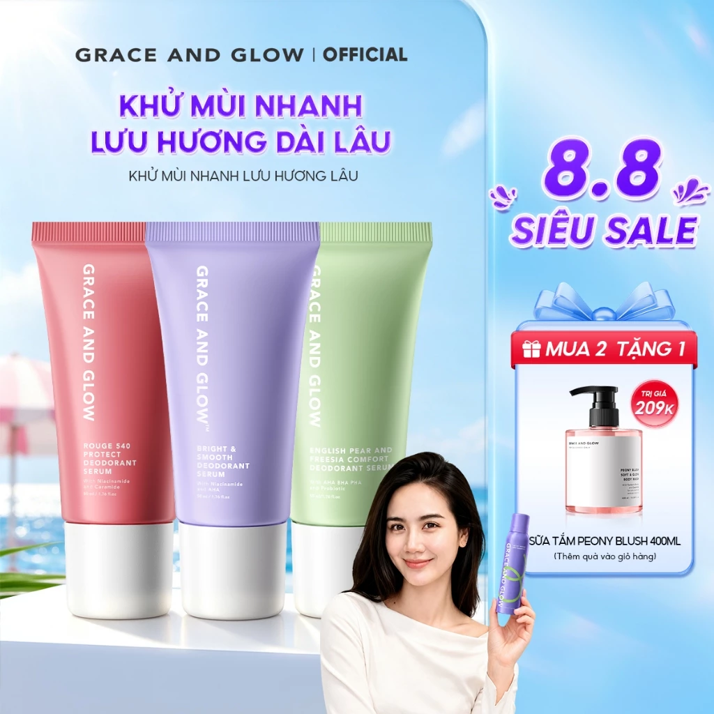 Lăn khử mùi Grace and Glow Black Opium Smooth Deodorant Serum Lăn Nách Sáng Da Ngăn Mồ Hôi với Niacinamide AHA 50ml đang được đối chiếu cho người mua tại Việt Nam