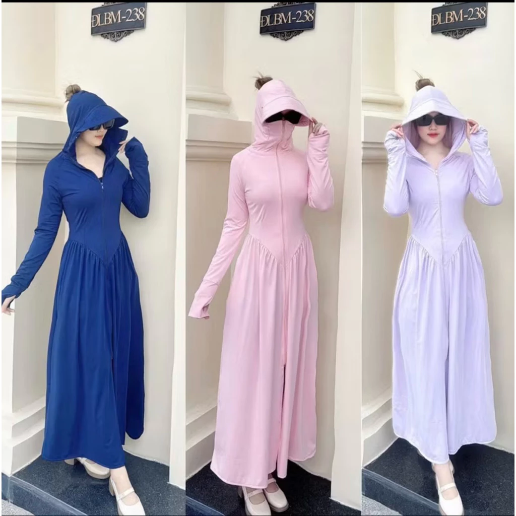 Áo chống nắng nữ dáng dài su lạnh cao cấp chất mát dày dặn chống tia UV tốt . đang được đối chiếu cho người mua tại Việt Nam